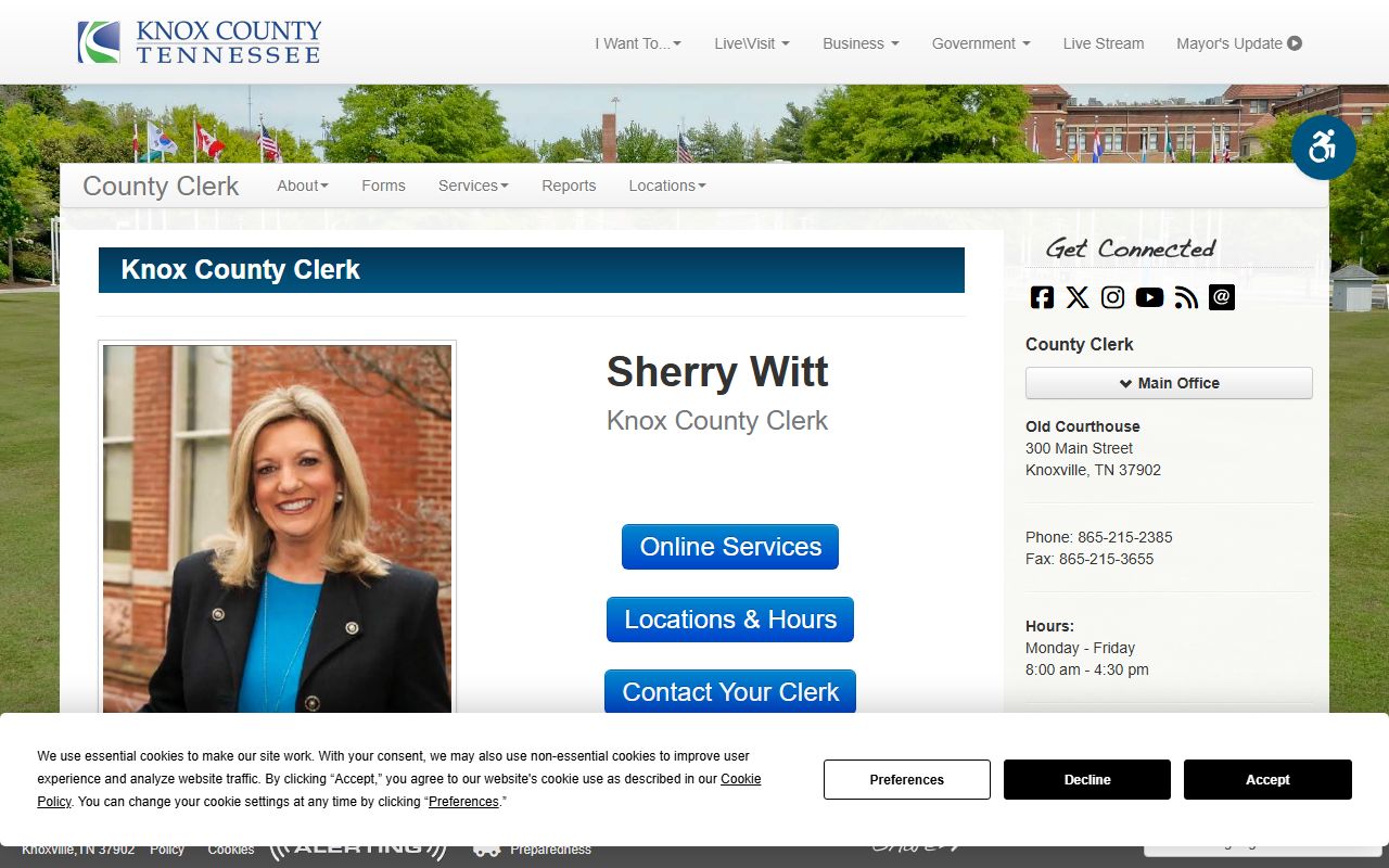 Knox County Circuit Court Clerk page for Knoxville divorce decree records