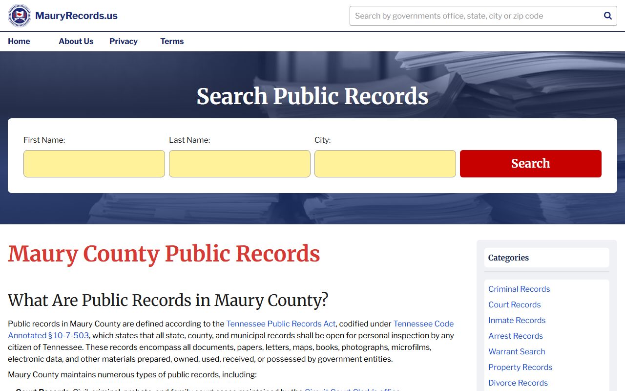 Spring Hill Divorce Decree Maury County records image