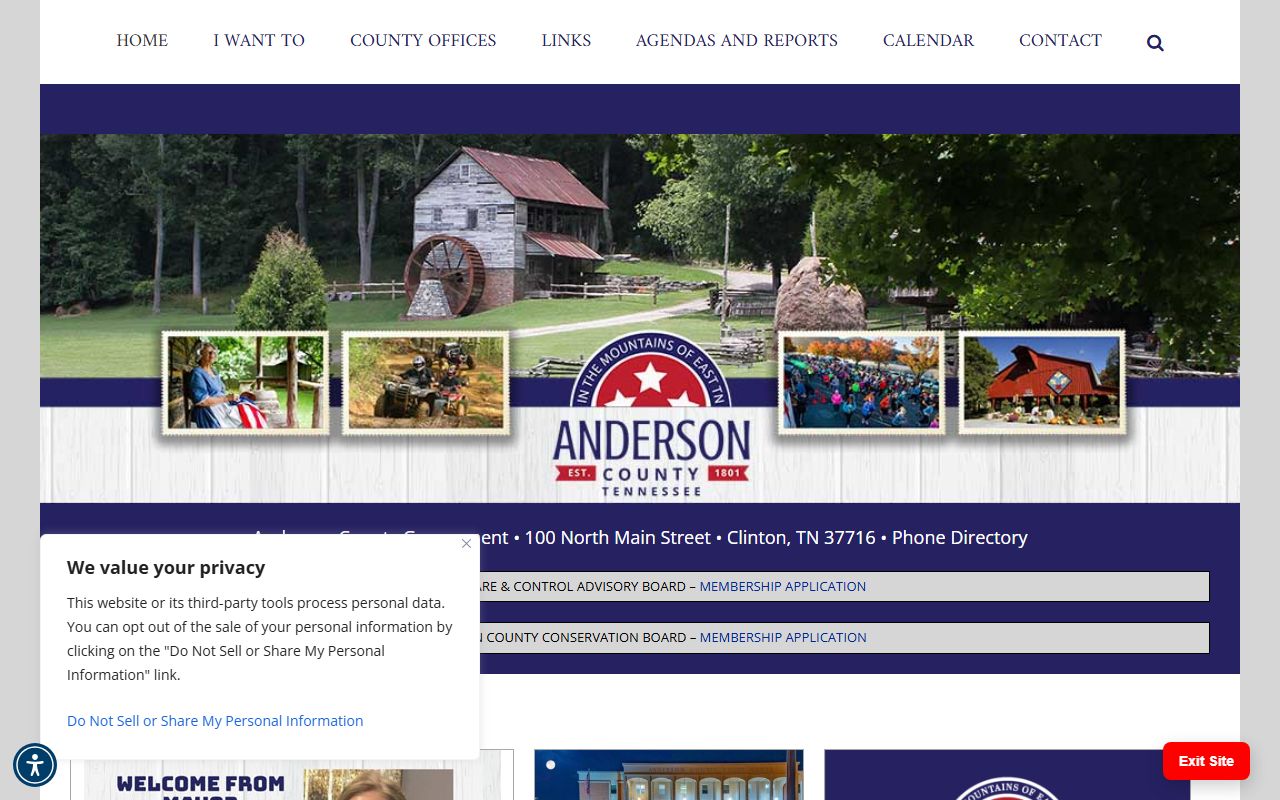 Anderson County government portal for divorce decree resources