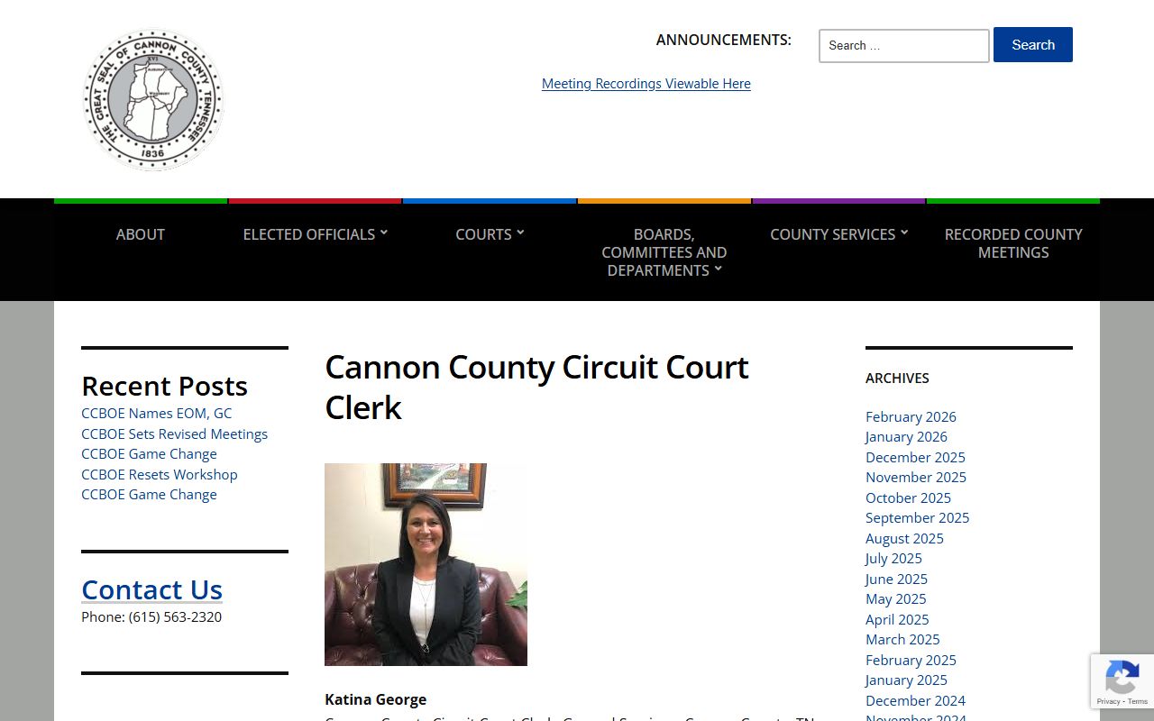 Cannon County Circuit Court Clerk page for divorce decree records