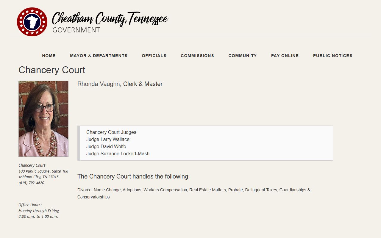 Cheatham County Chancery Court for divorce decree records
