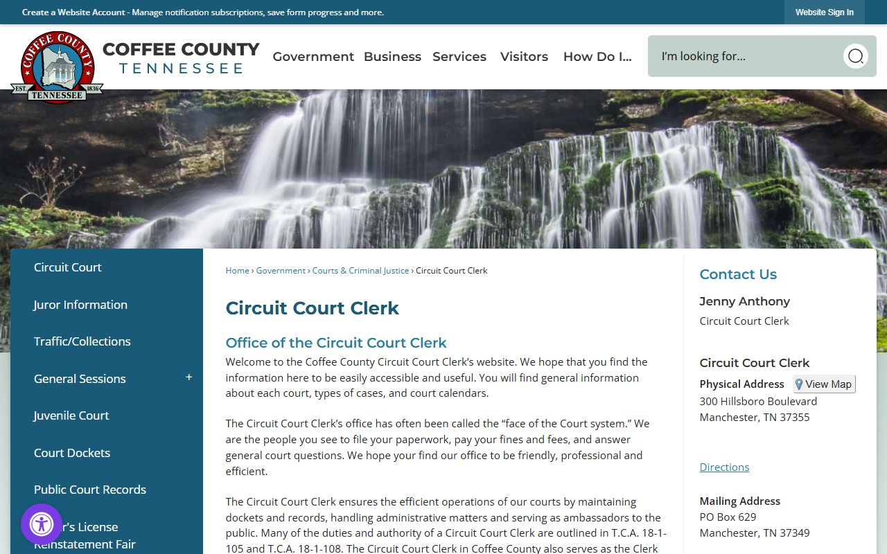 Coffee County Circuit Court Clerk for divorce decree records