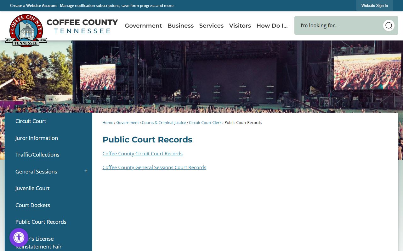 Coffee County public court records for divorce decree searches