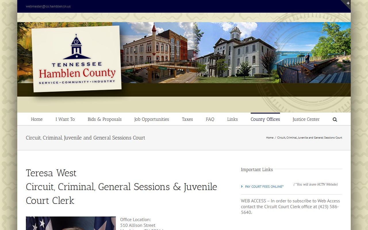 Hamblen County circuit court page for divorce decree records
