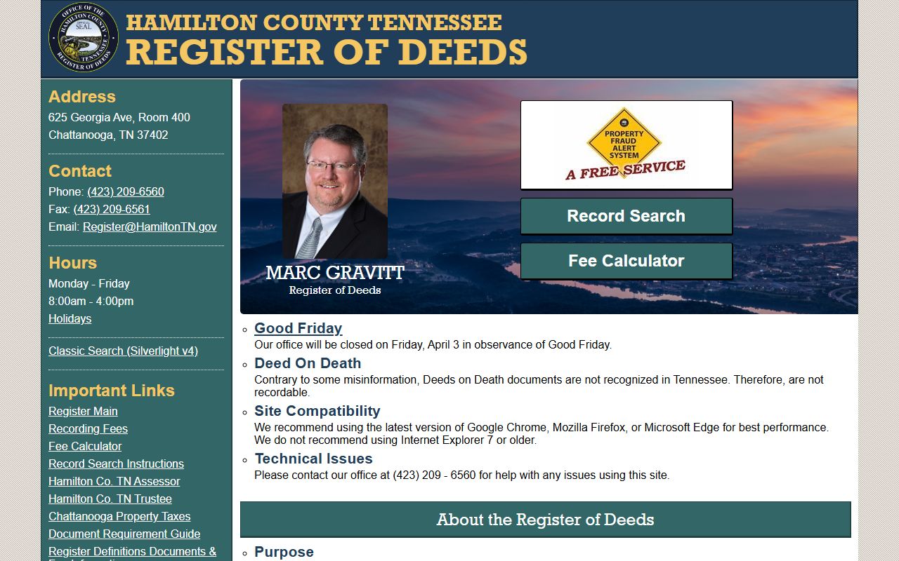 Hamilton County register of deeds reference for Chattanooga divorce decree help