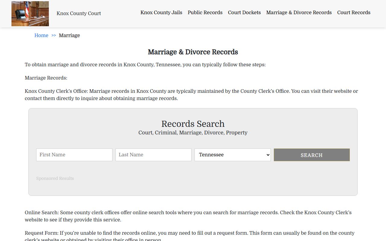 Knox County Divorce Decree records resource page
