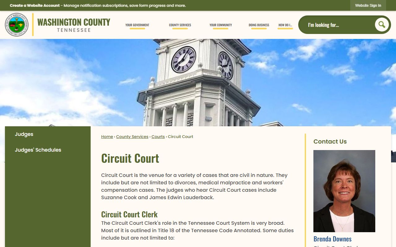 Washington County Circuit Court for Johnson City divorce decree records