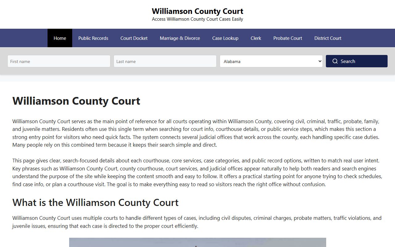 Williamson County Courts for Franklin divorce decree records