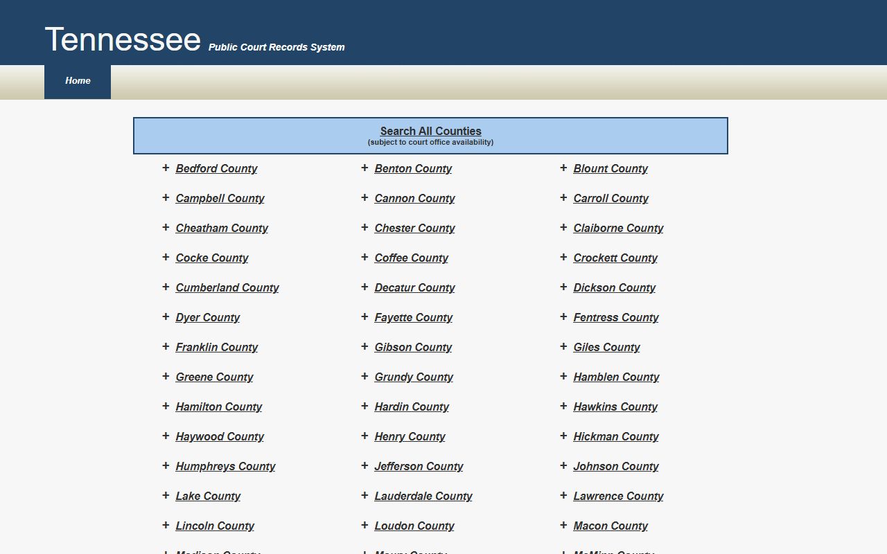 Tennessee Divorce Decree online case information system