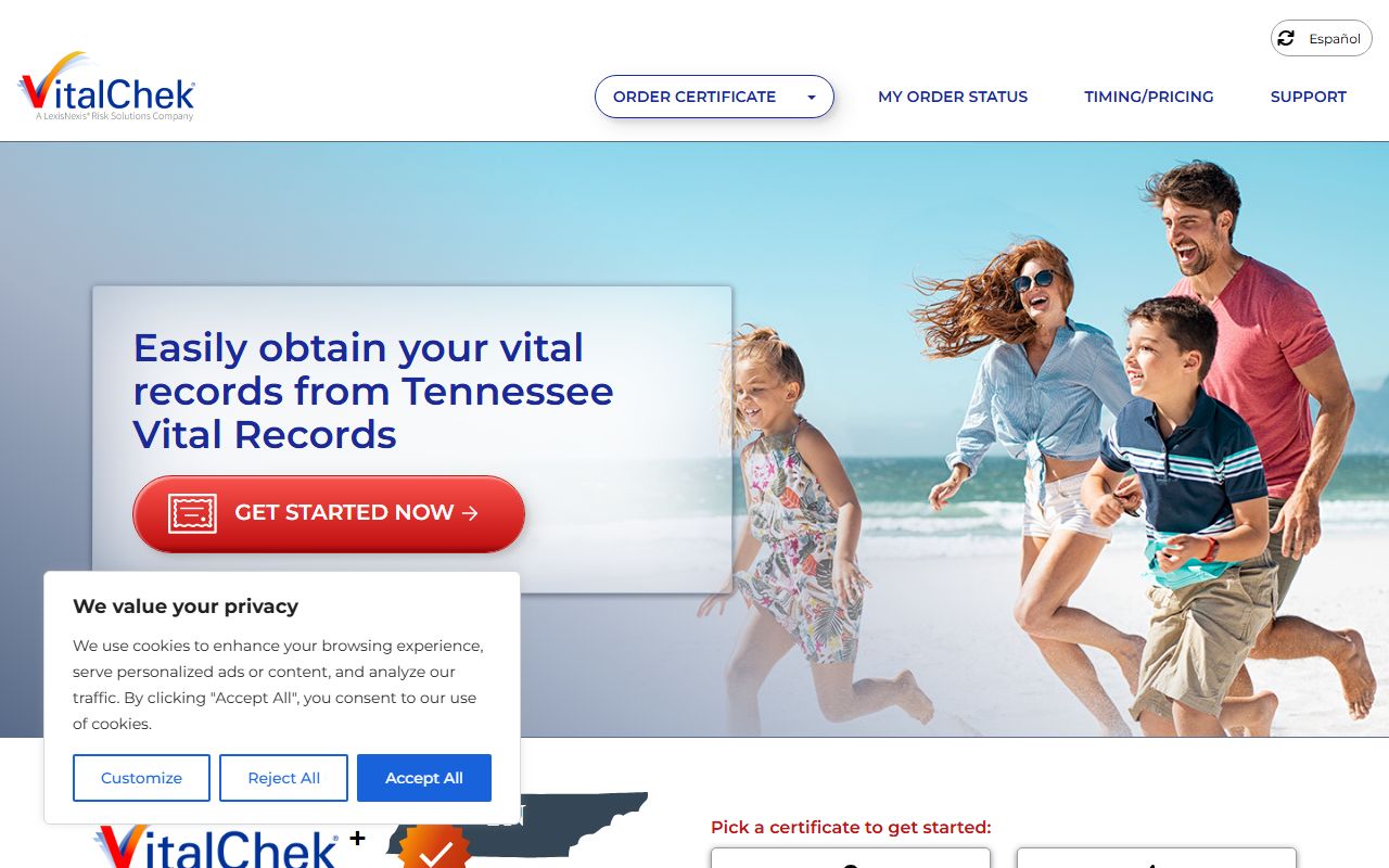 Tennessee Divorce Decree online certificate ordering